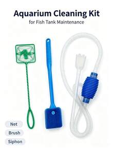 3pcs Aquarium Cleaning Set, Fish Tank Siphon, Double-Sided Aquarium Sponge Brush, For Aquarium Fish Tank Maintenance - Multicolor - View 6