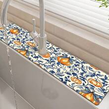 1pc Thanksgiving Faucet Mat, Pumpkin Pattern, Sink Faucet Absorbent Pad, Drainage Mat, Suitable For Kitchen, Bathroom Sink, Countertop, Drainage Pad, Diatomaceous Earth Material, Trimmable, Quick-Dry Mat - Multicolor - View 4