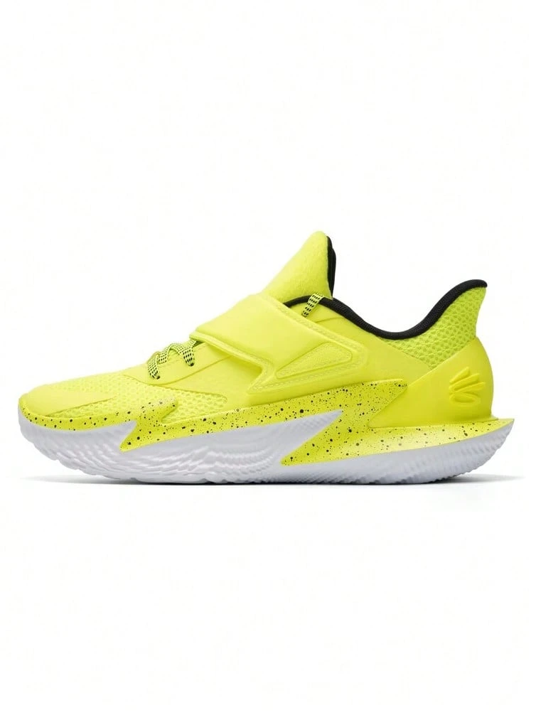 Under Armour Curry Velcro Basketball Shoes Unisex Mesh Cushioned Easy-On/Off Indoor/Outdoor Training Sneakers - Yellow - View 1