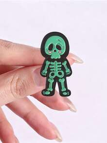 2 Buah Set Bros Enamel Figur Kerangka Sinar-X Lucu, Pin Lencana Tengkorak Kartun Halloween untuk Dekorasi Ransel dan Jaket - MultiWarna - View 6
