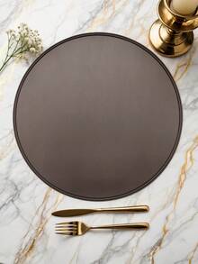 1pc/4pcs, 15 Inch Solid Color Round Faux Leather Placemats, Waterproof & Oil-Resistant, Washable Table Decor Mats, Non-Slip & Durable Western Style Placemats; Suitable For Restaurants, Cafes, Homestays; Perfect For Holidays, Parties, Gatherings, Birthdays, Weddings, Dinners. - Multicolor - View 2
