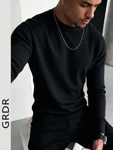 GRDR Men's Autumn/Winter Crew Neck Knit Sweater - Black - View 5