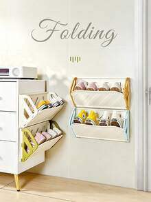 1 Colorful Wall-Mounted Shoe Storage Box, Foldable Multifunctional Storage Shelf (No-Drill), Easy To Install And Space-Saving For Entryways, Hallways, And Closets; Compact Shoe Storage Suitable For Homes, Living Rooms, And Bedrooms; Holiday Gift. - Multicolor - View 6