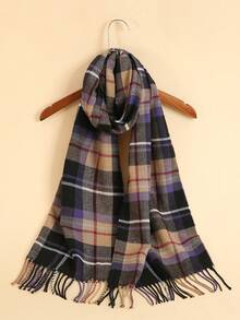 1pc Men Plaid Scarf For Autumn/Winter, Versatile, Warm And Simple Design Men Accessories Men Scarves - Brown - View 2