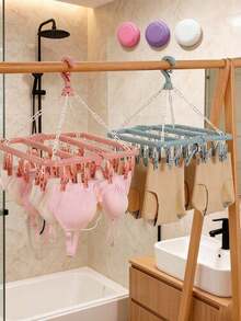 32 Clips Clothes Hanger Sock Clip Drying Rack Underwear Panties Drying Rack Multi-Clip Home Balcony Foldable Clothes Hanger - Multicolor - View 7