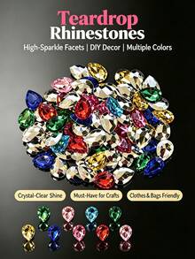 18mm Teardrop Pointed‑Back Acrylic Rhinestones, 50/100/200Pcs Pear Shape Fancy Gems, DIY Decor For Bags, Hair Clips And Garment Ornaments - Multicolor - View 3