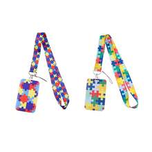 Maze Design Phone Lanyard Hard Card Holder, Employee ID/Work Badge/Student Access Card Sliding Card Sleeve - Square - View 1