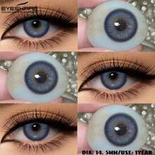 Eyeshare زوج واحد من عدسات لاصقة ملونة، مناسبة للمكياج، عدسات لاصقة زرقاء، قابلة للتخلص السنوي - الأزرق - مشاهدة 4