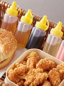 4pcs Portable Squeeze Bottles, Mini Translucent Sauce Bottles, Suitable For Outdoor Camping, Kitchen - Multicolor - View 10