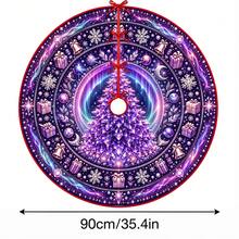 1件裝圖案聖誕樹裙，優雅配色節日裝飾，5種尺寸，中性節日禮物，適用於居家與派對聖誕裝飾 - 夢幻紫調星空極光 - 查看 15