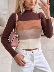 2026 Women's Striped Long Sleeve Fitted Versatile Sweater - Multicolor - View 3