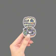 Stiker Vinyl Lucu Bertema Buku Perpustakaan Mini yang Menyeramkan - Stiker Datar 2D, Untuk Ponsel, Laptop, Koper, Hadiah, Mobil, Gelas, Helm - Film Bintang - View 2