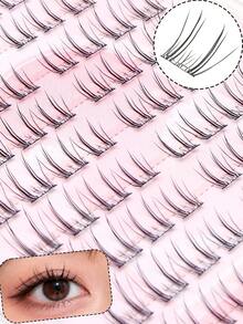 10-Row Glue-Free Segmented False Eyelashes, Natural Eye-Enhancing Effect, Neat Hair Flow, Natural Layering, Lightweight Makeup Look, Golden C Curl, 9-14mm Length - C - View 2