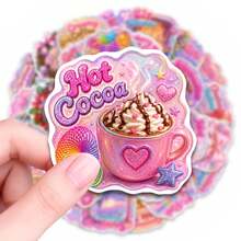 50pcs Dreamy Sweet Style Christmas Stickers For Kids, Suitable For Decorating Journals, Phone Cases, Notebooks, Tablets, Skateboards, Guitars, Party Packaging, Water Bottles And Luggage - Multicolor - View 7