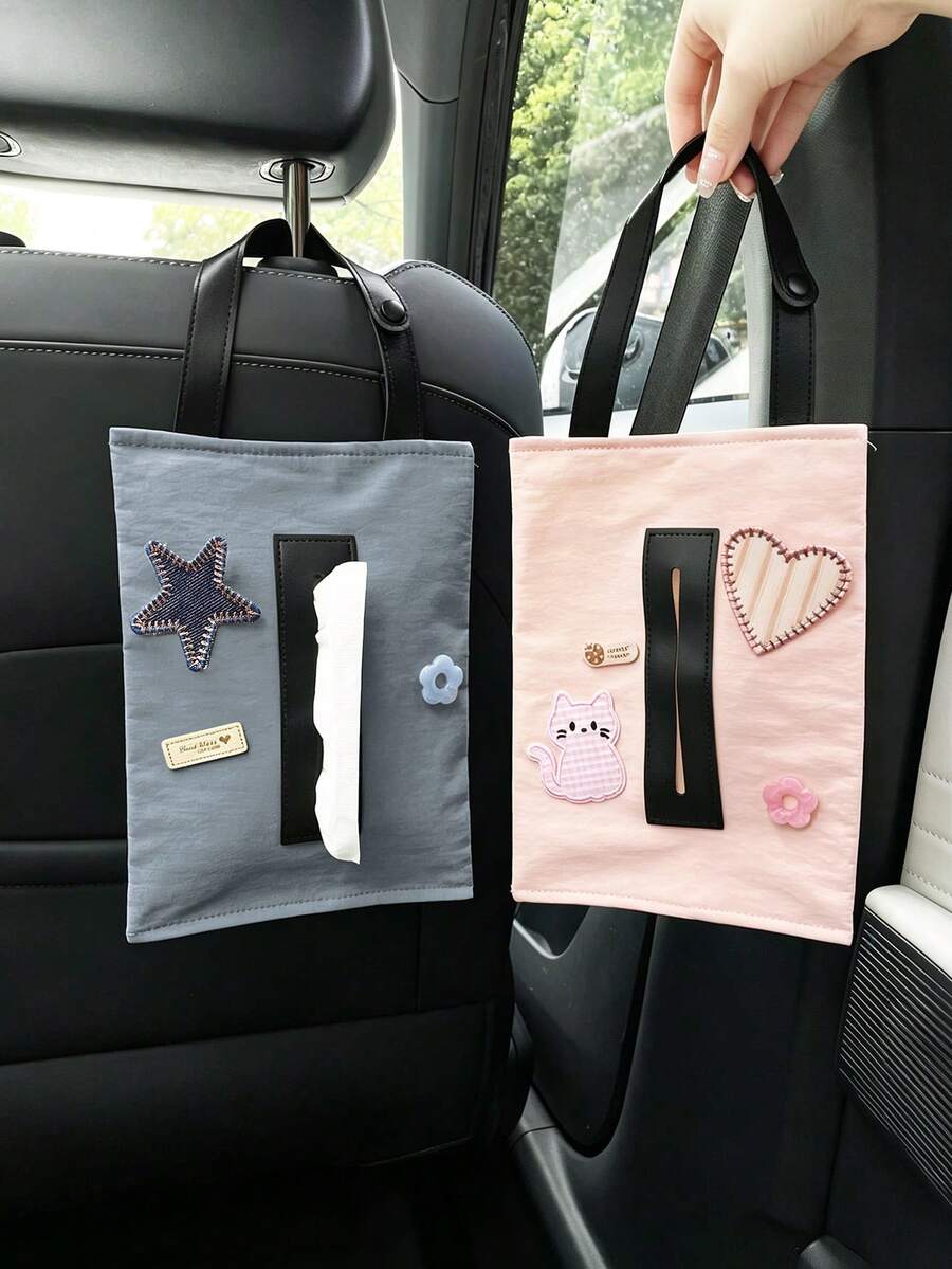 Car Tissue Holder, Creative Minimalist Fashion Car Seat Back Tissue Storage Bag, Car Tissue Pouch, Car Tissue Decorative Bag, Car Storage Supplies. (No Tissues Included) - A - View 1