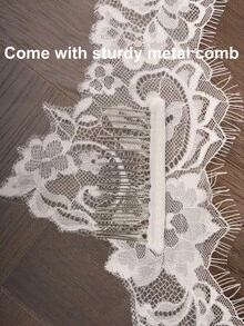 1 Pc Mantilla Wedding Veil Fingertip Chapel Cathedral Length French Soft Lace Bridal Veil With Invisible Metal Comb For Brides - Multicolor - View 10