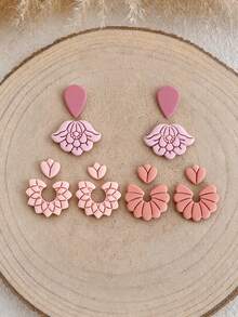 Retro Hollow Floral Polymer Clay Cutters, Lace Flower Teardrop Shapes, DIY Handmade Drop Earring Jewelry Craft Making Tools - White - View 6