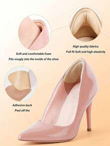 2pcs Heel Pads, Self-Adhesive Design, Thickened Cushioning. Non-Slip Shock-Absorbing Foam Inner Pads, Suitable For High Heels, Boots And Dress Shoes. Suitable For Long-Term Walking And Standing Work. - Multiple Styles - View 7