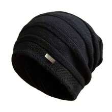 Loose Thick Knit Slouchy Beanie Hat For Women, Autumn/Winter Thermal Lined Warm Woolen Cap With Ear Protection, Cold-Proof Pull-On Hat For Men - Multicolor - View 6