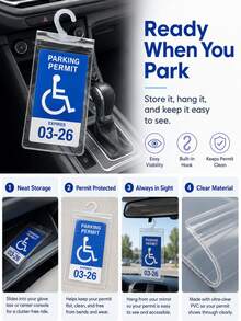 1pc Disabled Slogan Hook Bag, PVC Transparent Disabled Card Parking Slogan Storage Bag (Card Not Included) - A - View 6