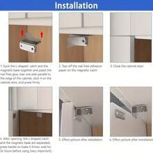 2 Sets Magnetic Cabinet Door Latches, Drill-Free Installation, Can Be Reinforced With Screws, Suitable For Bedroom, Kitchen, Cabinet, Wardrobe And Sliding Door Magnetic Door Latches, Easy To Install Home Renovation Cabinet Hardware Accessories - A - View 9