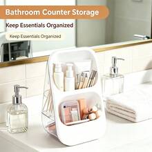 Multifunctional Makeup Organizer Box With Vertical Divided Brush Slots, Suitable For Lipsticks And Small Beauty Products, Desktop Vanity Bathroom Storage Rack, Create A Tidy Space - Multicolor - View 7