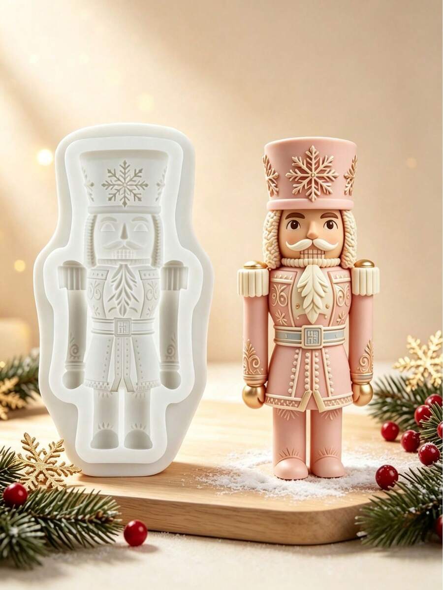 3D Nutcracker Soldier Silicone Mold, Christmas Fondant Cake Decorating Tool 1PC
