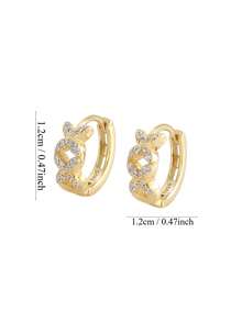 Artepollo Sparkling Clover Zirconia Huggie Hoop Earrings 925 Sterling Silver 14K Gold Plated Hypoallergenic Jewelry, Gift Box For Dating, Wedding & Gifting - Gold - View 3
