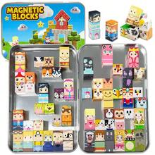 54/60Pcs Character Series Magnetic Cube Building Blocks,Cartoon Human & Animal Figure Bricks,Scene Matching Role‑Play Stacking Toy,Portable Iron Storage Case For Easy Carrying Ideal Kids Educational Gift For Halloween,Christmas,Birthday - Multicolor - View 10