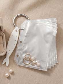 Jewelry Storage Pouch Set,Clear Zipper Pouch With Fish‑Bone Shape Holder & Key Ring,Portable Travel Earring Necklace Ring Organizer,Multifunctional Jewelry Storage Bagmultifunctional Storage Bag,Accessory Storage,Gifts For Girls,Bridesmaids,Friends - Multicolor - View 4