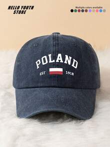1pc "POLAND" Letter Slogan Baseball Cap, Lightweight Adjustable Head Circumference Hard Top Baseball Cap, Unisex Baseball Cap, Suitable For All Seasons, Daily Outings And Everyday Wear - A - View 6