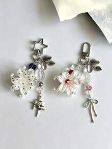 Exquisite Iris Flower Sweet Cool Star Phone Case Keychain, Bag Charm Universal Decorative Pendant, Suitable For Backpack Charm, Daily Bag Decoration, Holiday Party Gift, Back To School Gift, Halloween Gift, Women's Keychain, Car Keychain, Keychain Making Material, Men's Keychain, Backpack Charm Keychain, Keychain, Keychain Pendant, Keychain Coin Purse, Bulk Keychain, Keychain Set, Keychain Accessories - Multicolor - View 12