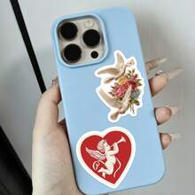 50pcs Girls Love Poem Pink Stickers, Vintage Campus Handmade Essential, Cute Mysterious INS Y2K Urban Style Sticker - Green - View 10