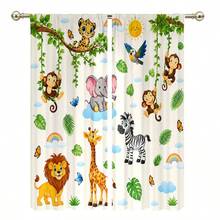 2 Pieces Of Semi Transparent Curtains With Tropical Rainforest Animal Prints, High-Definition Digital Printing, Privacy Protection, Hand Wash And Machine Wash, Suitable For Home Decoration In Living Rooms, Children's Bedrooms, And Study Rooms - Multicolor - View 11