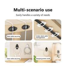 Self‑Adhesive Silicone Cable Management Clips With One‑Click Lock Elastic Hook Design, Releasable Cord Holder For Sorting Charging Cables Data Lines On Desk Wall Cabinet - Multicolor - View 6