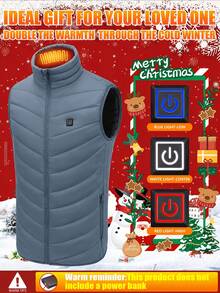 Women's Heated Vest, 2 Heating Zones, Warm Vest, Unisex, Heated Vest, Heated Jacket, Warm Clothing, Outdoor Camping (Power Bank Not Included) - Grey - View 6