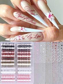 10-Piece Gothic Nail Art Transfer Foil Set – Multi-Colored Designs Featuring Handwritten English Text, Skulls, And Butterflies; Y2K Punk Style DIY Nail Decorations And Salon Supplies - Multicolor - View 1
