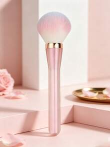 1pc Large Fluffy Powder Makeup Brush, Gradient Color Soft Bristle Cosmetic Brush, Pink Transparent Handle Face Blush Brush, Dense Gentle Bristles, Professional Makeup Tool For Loose Powder, Blush, Daily Face Makeup Application - Multicolor - View 7