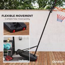 AIYAPLAY Basketball Hoop Outdoor, 210-260cm Height Adjustable Basketball Hoop And Stand With Wheels, Larger Base, For 6+ Years, Red - Red - View 5