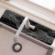 1pc Halloween Faucet Mat, Spider Web Pattern, Sink Faucet Absorbent Mat, Drainage Mat, Suitable For Kitchen, Bathroom Sink, Countertop, Drainage Mat, Diatomaceous Earth Material, Trimmable, Quick Drying Mat - Multicolor - View 4
