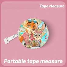 1pc Disney [One-Click Retraction] 2.0m Tape Measure, Zootopia Judy & Nick Mini Measuring Tape, Soft Ruler For Waist, Hip, Body Measurements And Height - Multi-color - View 3