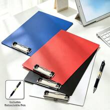 A4 Plastic Clipboard With Metal Clip, Writing Pad Folder Board, 2pcs/4pcs Optional, Includes Retractable Pen, Student Teacher Home Office Campus Document Storage Stationery - Sets - View 5