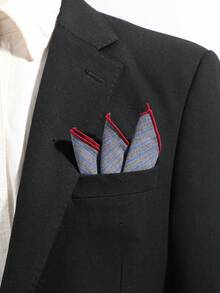 1pc Vintage Floral Pattern Men's Pocket Square, Business Casual Suit Pocket Square, Banquet Wedding Suit Decorative Handkerchief Accessory - Grey - View 4