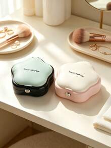 10/3/2/1pc Luxury Style Plastic Five‑Petal Flower Shaped Travel Puff Box With Built‑In Mirror & Flip‑Top Lid Detail,Portable Makeup Puff Storage For Travel Touch‑Up, Cosmetic Puff Holder Case,Suitable For Daily Commute, Vacation, Outdoor Makeup - Multicolor - View 15
