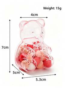 Transparent Candy Box, Bear-Shaped Detachable Lid Container Candy Jar, Candy Bowl, Cookie Storage Jar, Candy Gift Jar, Candy, Cake, Chocolate Display Decorative Plate, Suitable For Wedding, Birthday, Christmas, Back To School Party - Pink - View 8