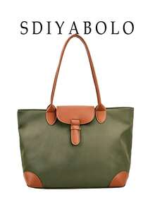 Bolso tote de hombro de dos tonos - Marrón - Ver 1