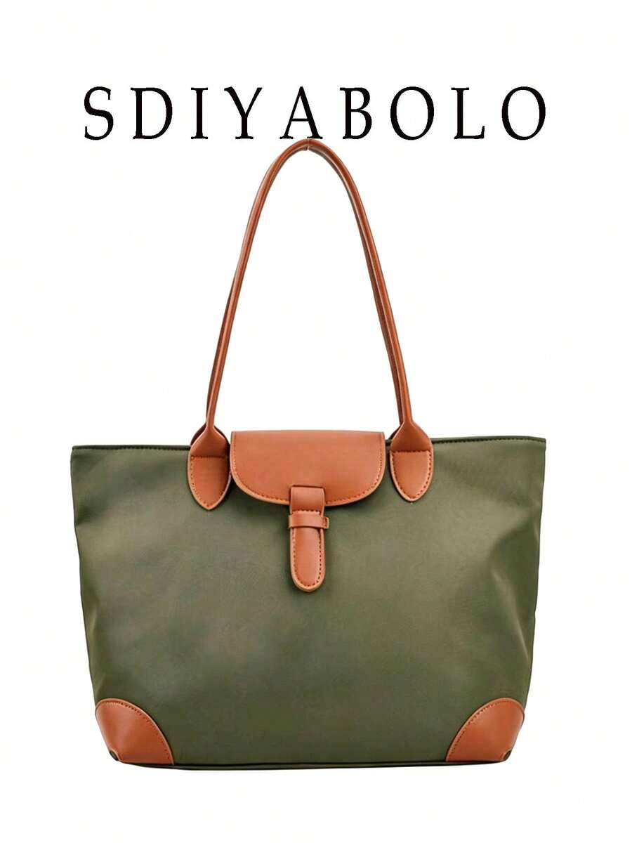 Bolso tote de hombro de dos tonos - Marrón - Ver 1