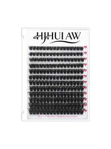 192pcs DIY Eyelash Cluster Pre-Made Fan-Shaped Soft Glue Ribbon Russian Style Thick 100pcs Classic False Eyelashes C/D Curl 8-18mm Length Fluffy Texture Easy To Wear Makeup Tool - Black - View 8