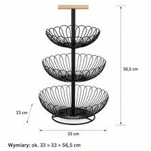 3-Tier Heavy Duty Iron Fruit Basket With Detachable Bowls, Modern Countertop Metal Vegetable Storage Organizer & Space-Saving Bread Holder For Kitchen Pantry - View 2