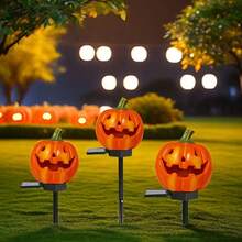 1pc Solar Powered Pumpkin Light, LED Outdoor Realistic Pumpkin Garden Stake Light, Weather-Resistant Warm Light Decoration, Auto On/Off, Suitable For Yard Garden Lawn Path Patio Backyard, Halloween Holiday Home Decor And Festival Gift - Pumpkin Ground Stake Light - View 3
